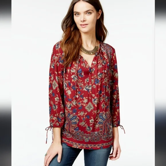 🌸 Lucky Brand | Bohemian‎ Floral Jersey Top S - Picture 1 of 13
